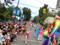 Velvet Steele and Stilters Co-op Radio float contingent 2015